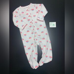 ⭐️2/$11.00⭐️ Carter's 6m Heart Patterned Button Up Fleece Footed Sleeper